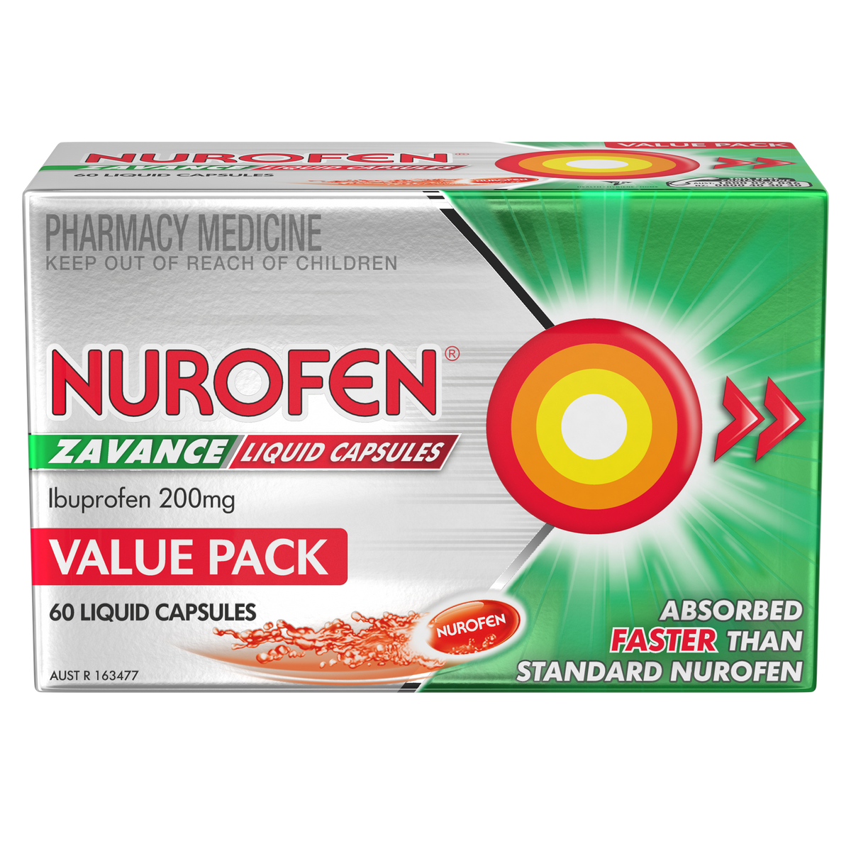 Buy Nurofen Zavance Fast Pain Relief Liquid Capsules 200mg Ibuprofen 60 ...