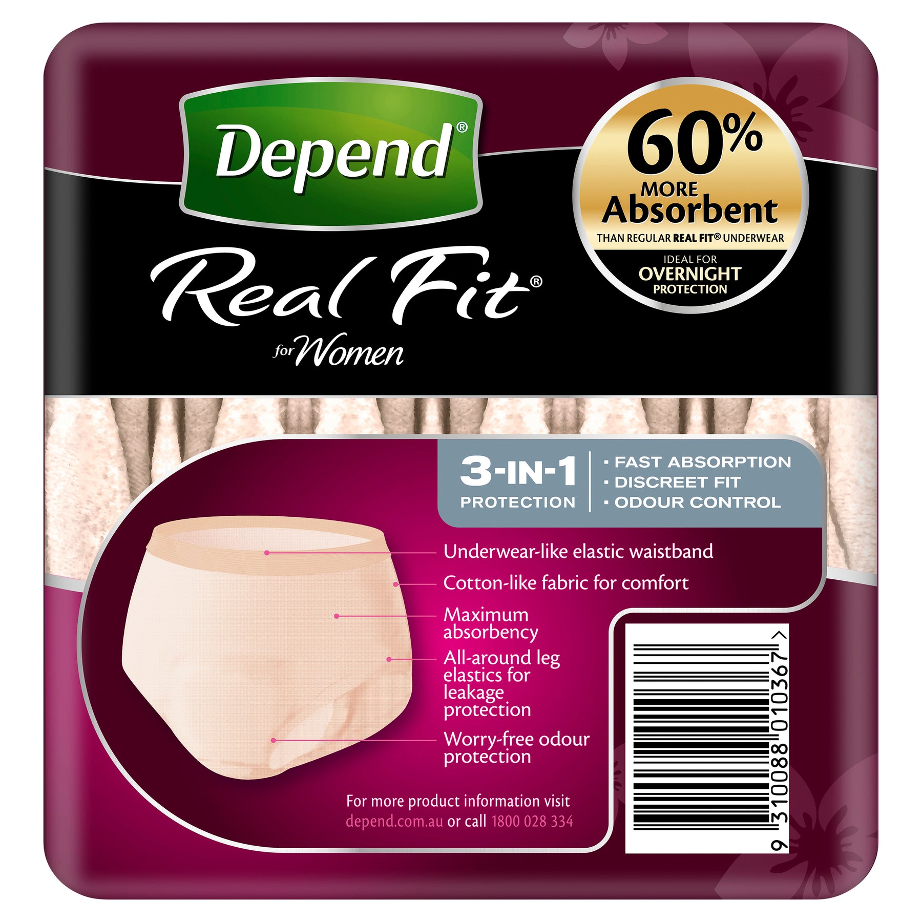 Buy Depend Real Fit Underwear Womens Continence Pants Large online