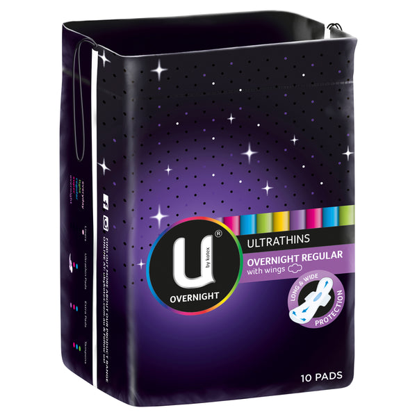 Buy U by Kotex Extra Overnight Pads Wing 10 Pack Online at Chemist