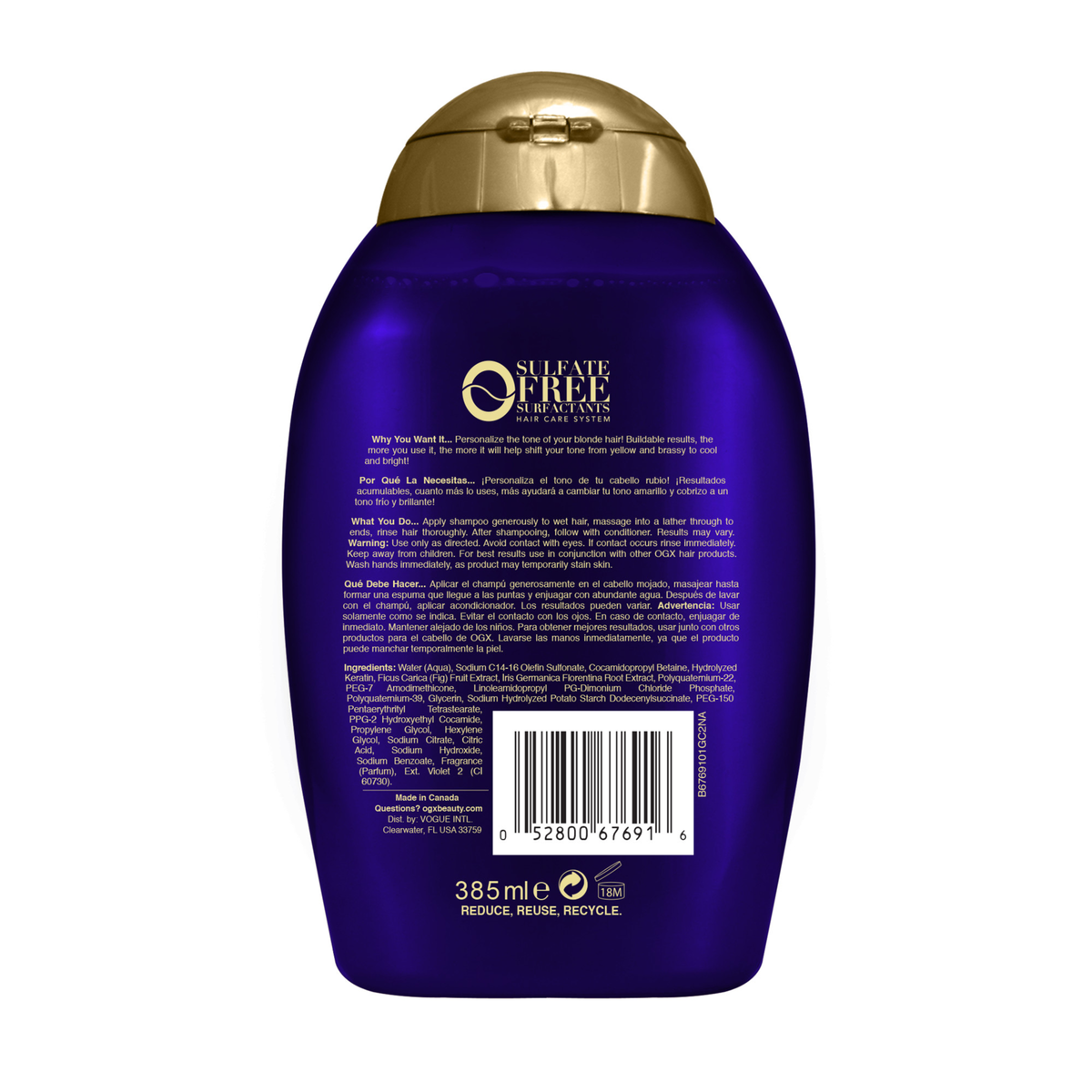 OGX Blonde Enhance Purple Toning Shampoo 385mL – Alive Pharmacy Warehouse